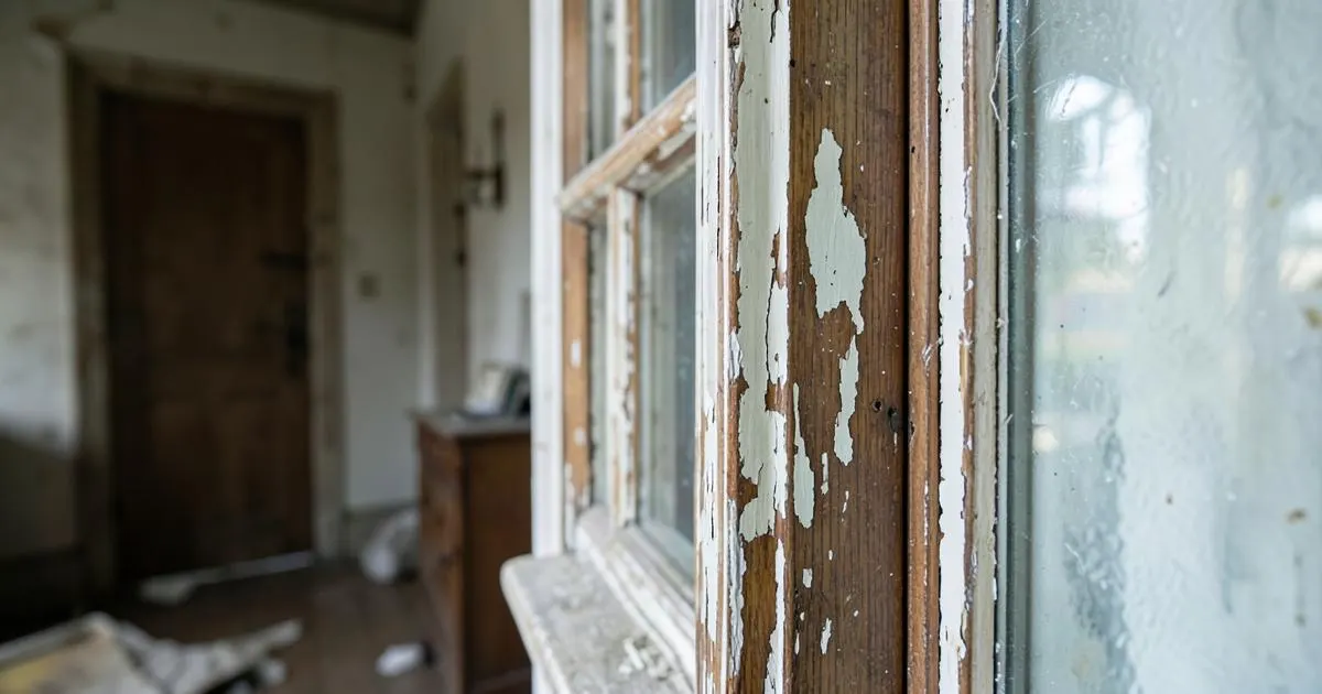 Peinture ancienne écaillée dans un logement à Mulhouse