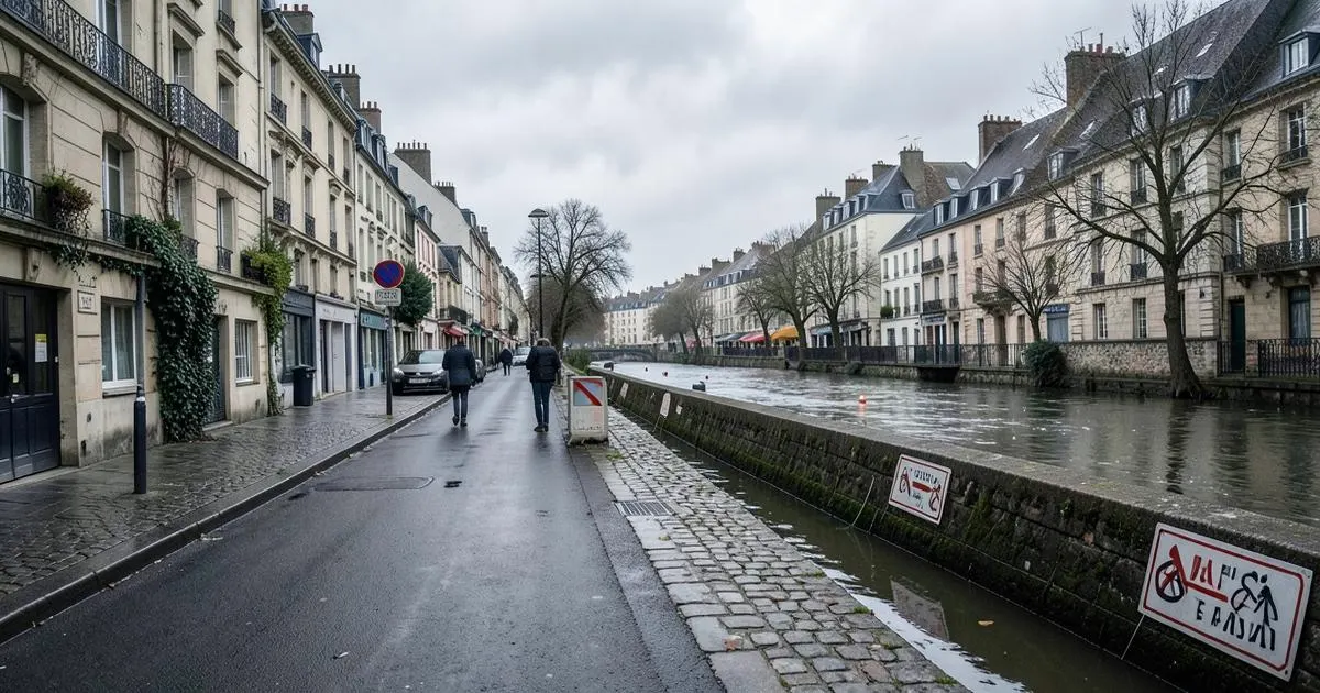 Quais et rue exposés au risque d’inondation à Mulhouse